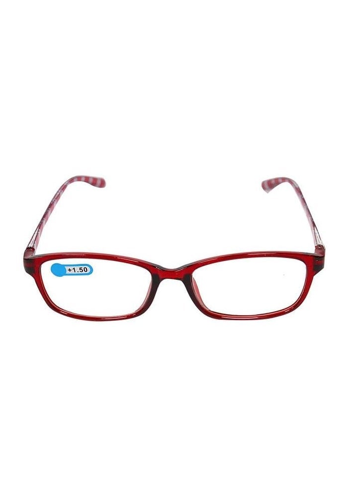 DAISO Square Stripe Reading Glasses +1.5 Magnification Red - Image 1